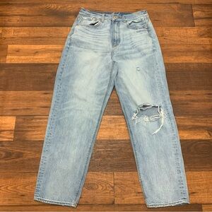 OFLUCK Straight Leg Mom Jeans Women’s Sz 8 High Rise, Ankle Length Distressed